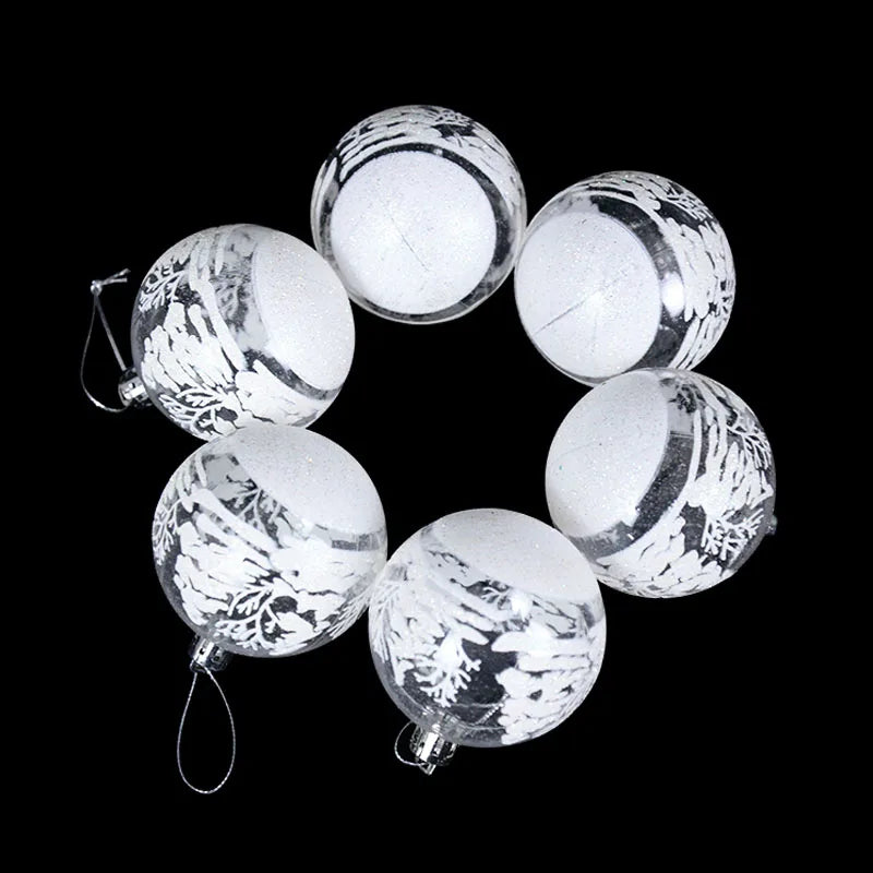 6Pcs 6cm White Christmas Ball Ornaments