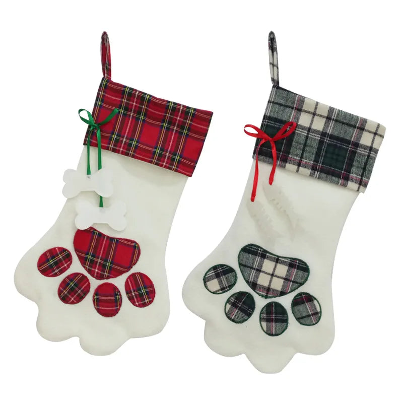 2024 Christmas Gift Bags Pet Dog Cat Paw Stocking