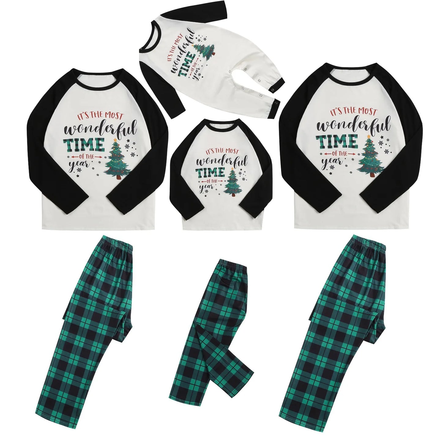 2024 Christmas Family Matching Pajamas "It's The Most Wonderful Time Of The Year" - 2 Piece