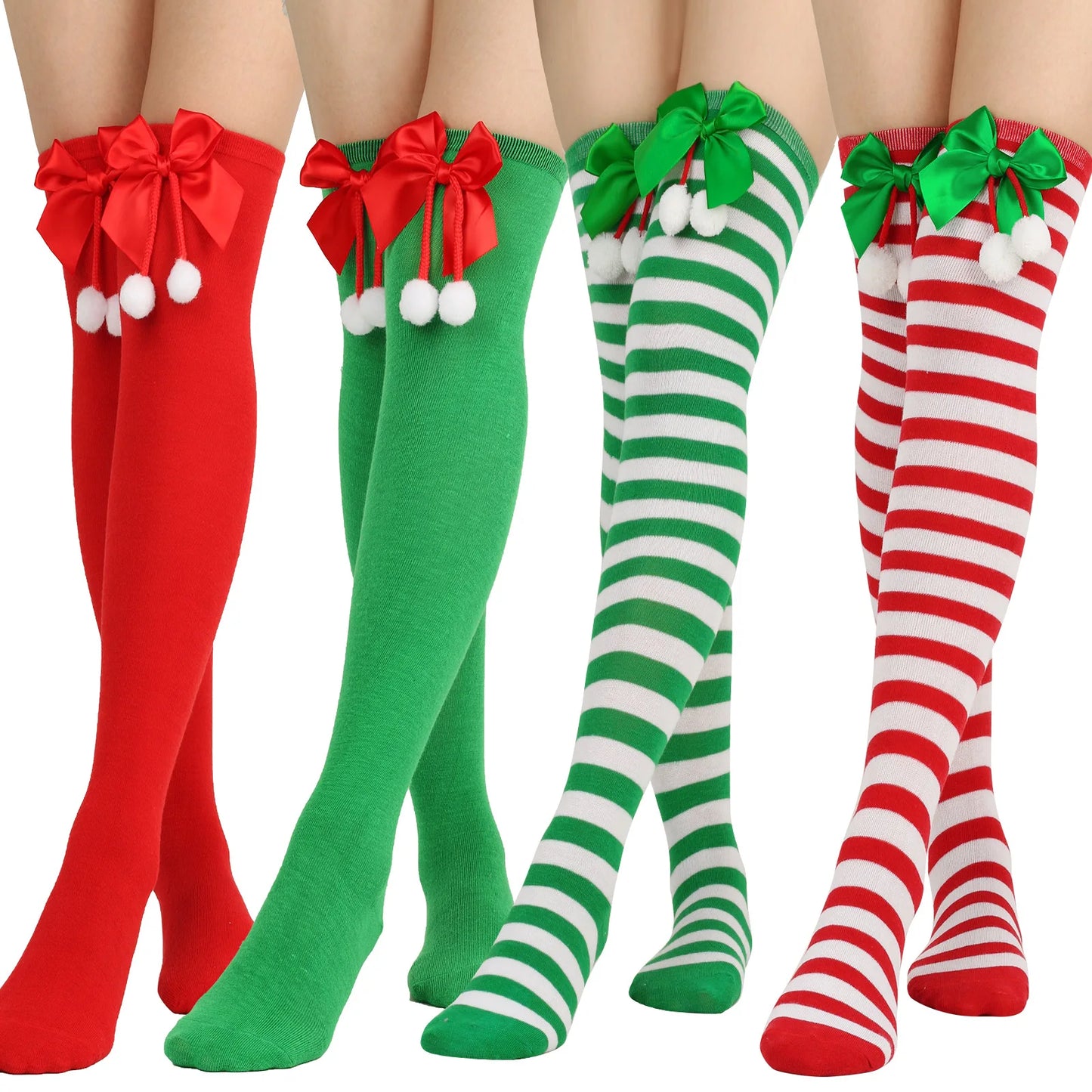 Christmas Over Knee Thigh Socks Knee-High