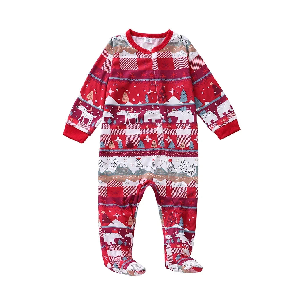 2024 Winter Christmas Cartoon Bear Print Pajamas - 2 Piece