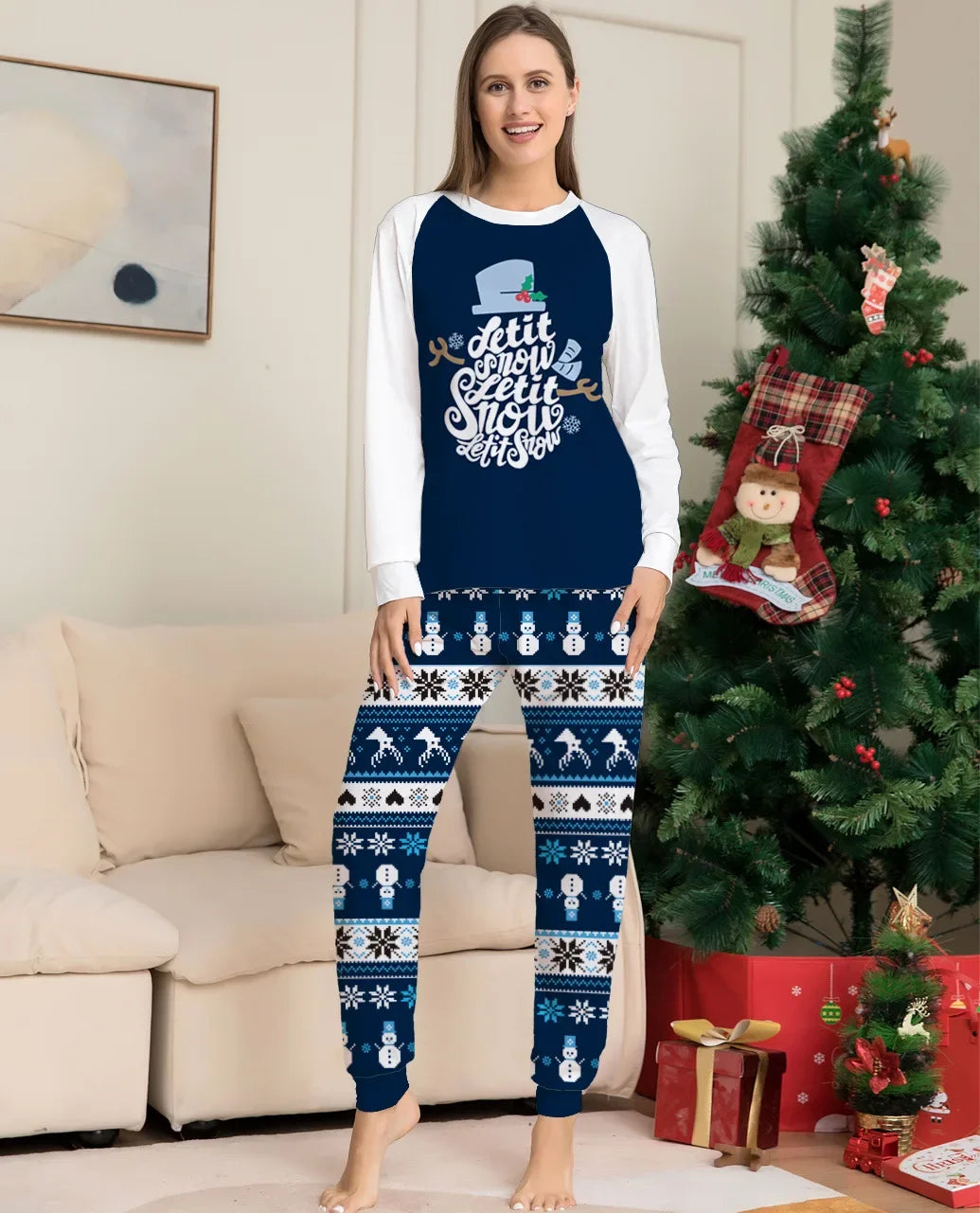 Christmas Family Pajamas Set 2024 "Let It Snow" - 2 Piece