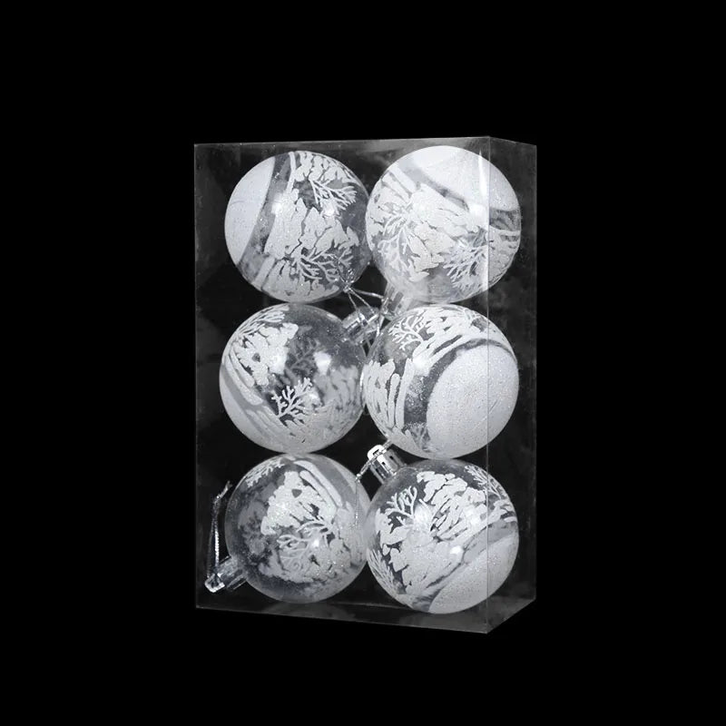 6Pcs 6cm White Christmas Ball Ornaments