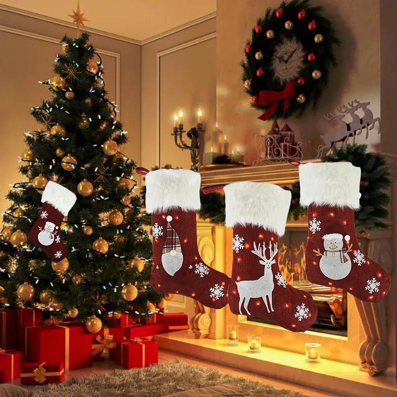 2024 Christmas Stockings with LED Lights