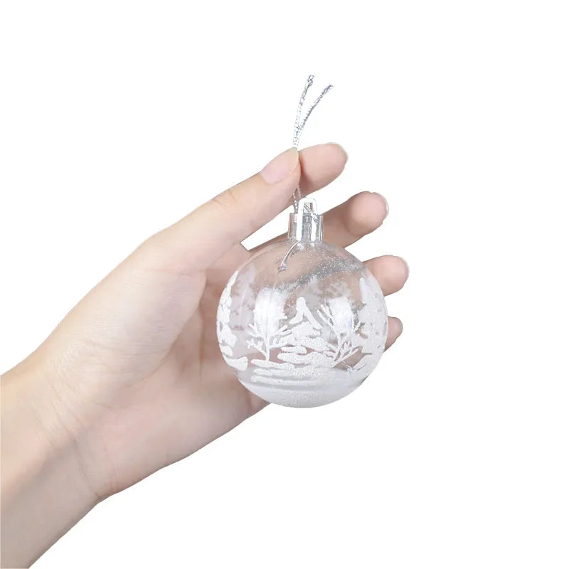 6Pcs 6cm White Christmas Ball Ornaments