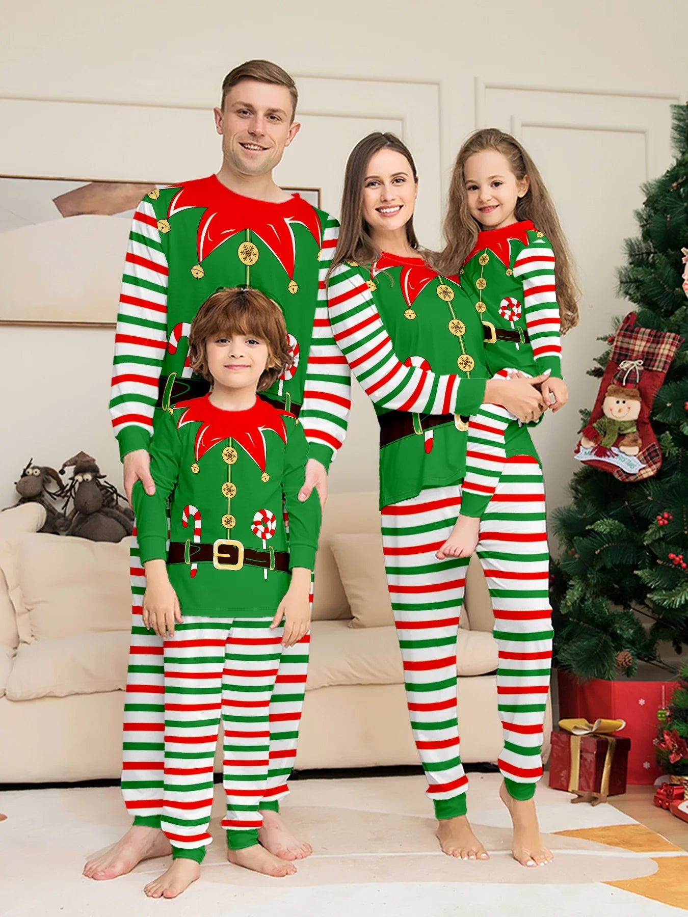 2024 Matching Elf Family Pajamas - 2 Piece