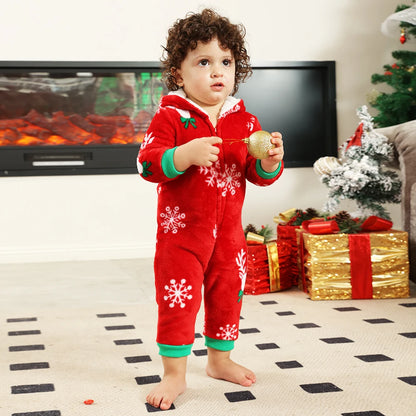 2024 New Christmas Flannel Warm Thick Pajamas Allover Print - Jumpsuit