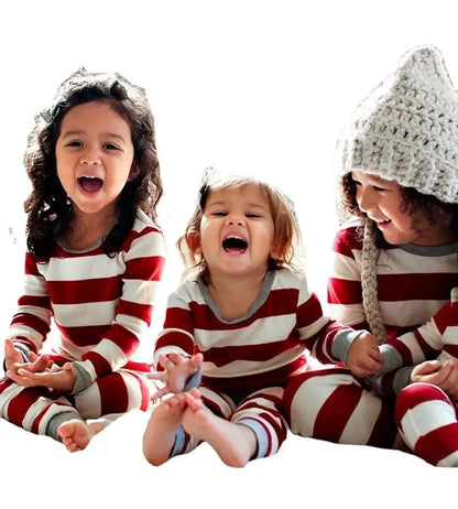 Winter 2024 Christmas Pajamas Striped Print Soft 2 Pieces