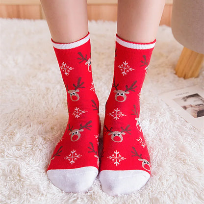 5 Pairs Men/Women Cotton Cartoon Christmas Socks - Mid length