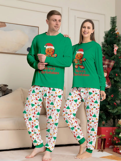 2024 Matching Family Green Gingerbread Man Pajamas - 2 piece