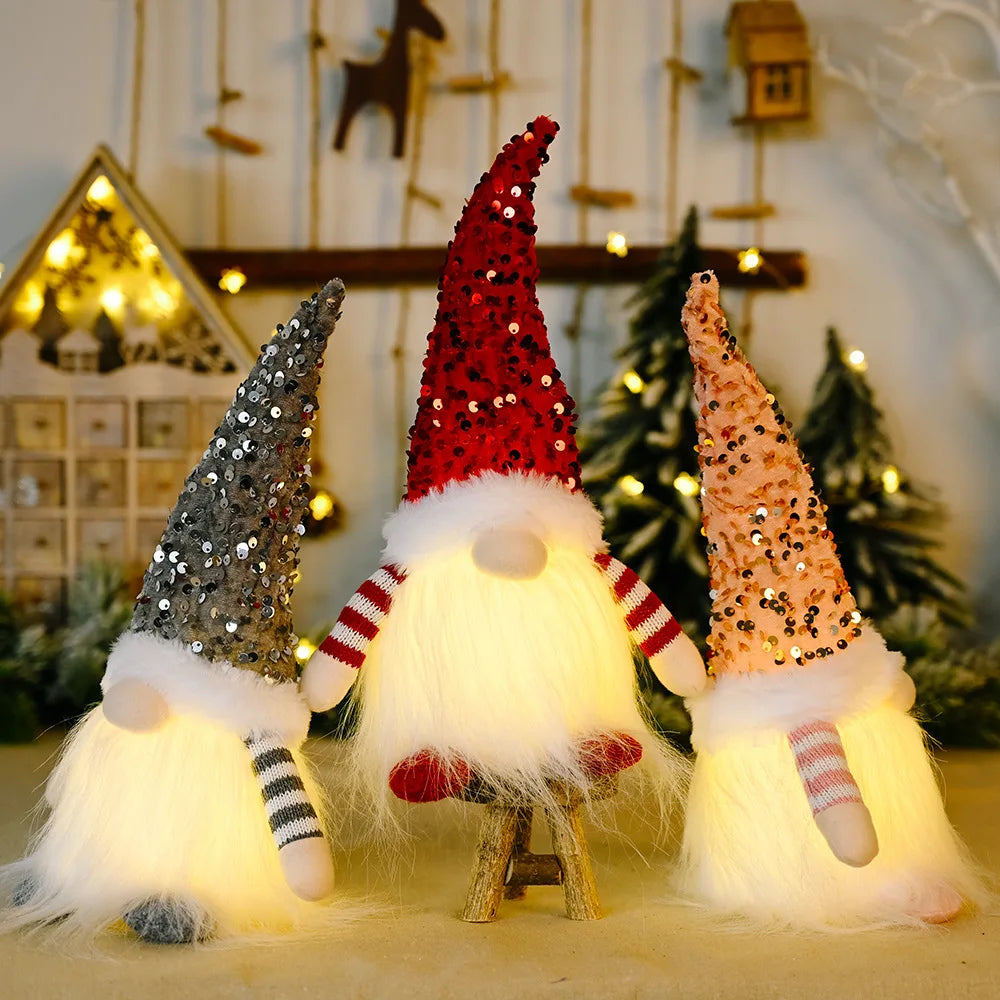 2024 Christmas Decorations LED Gnome Sequins