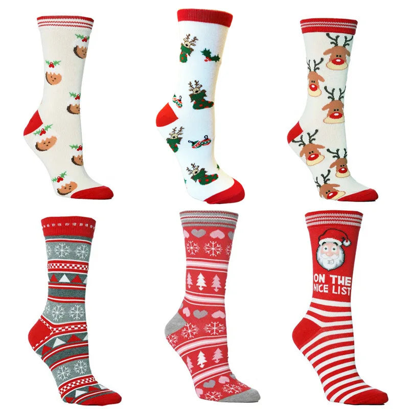 1 Pair Christmas Mid-tube Socks Cotton