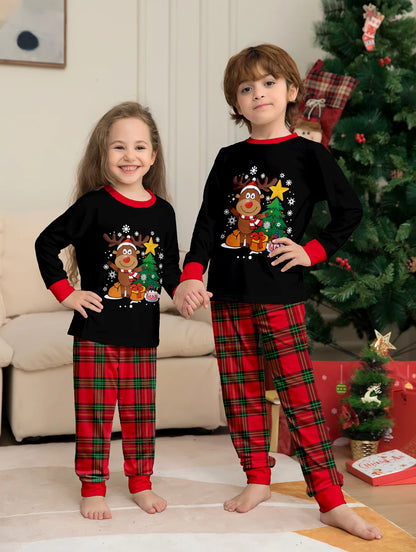 2024 Christmas Pajamas Matching Deer and Tree - 2 Piece