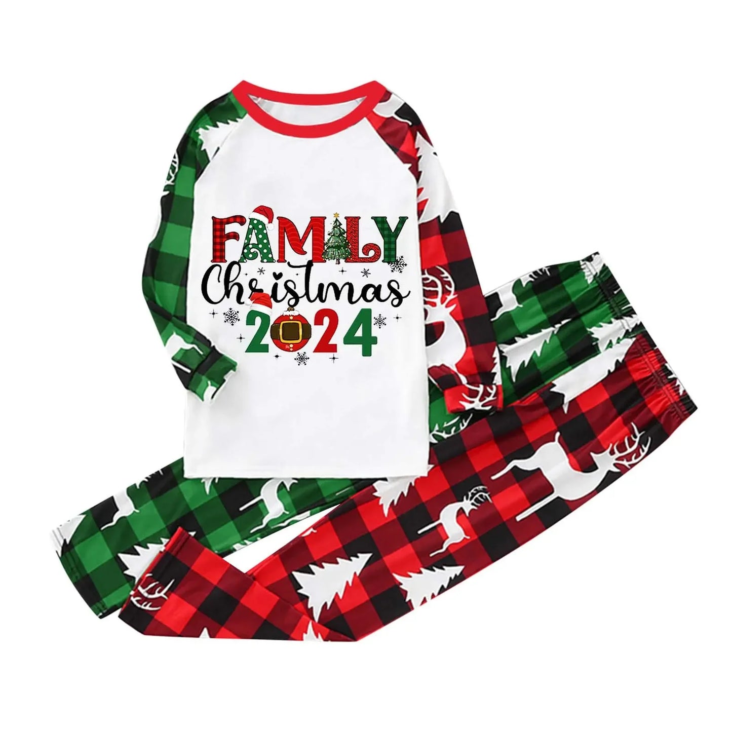 Christmas 2024 Matching Family Outfits Patchwork All Over Print Pajamas - 2 Pieces