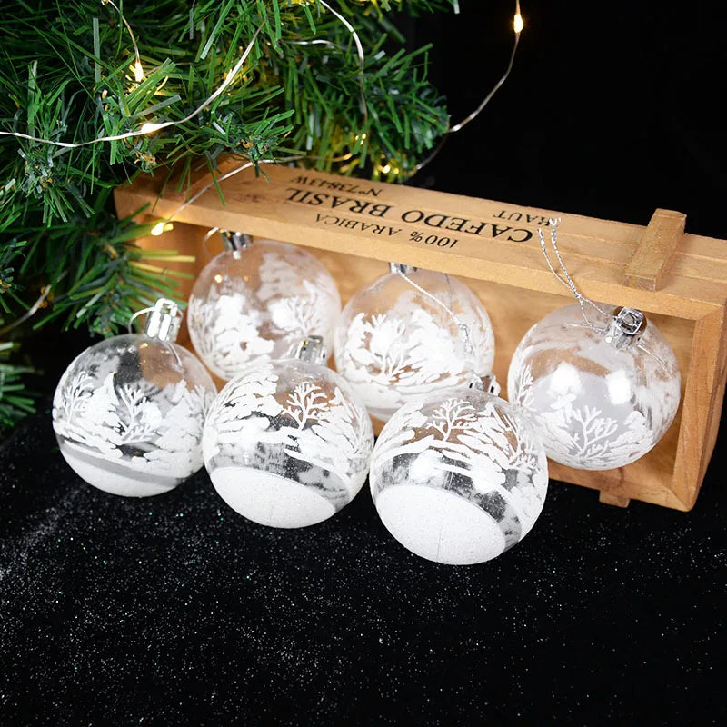 6Pcs 6cm White Christmas Ball Ornaments