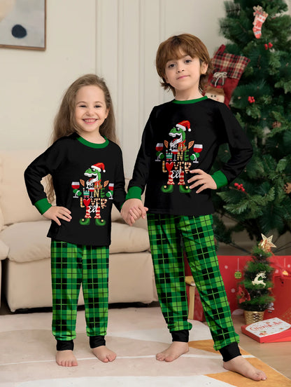 2024 Christmas Dinosaur Family Pajamas - 2 Pieces