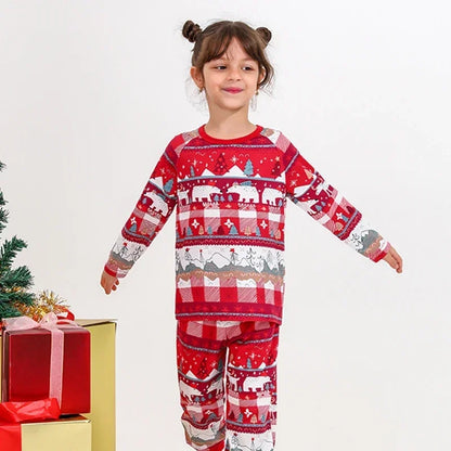 2024 Winter Christmas Cartoon Bear Print Pajamas - 2 Piece