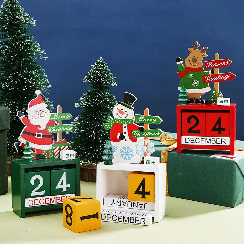 Christmas Decoration 2024 Wooden Calendar Ornament Countdown