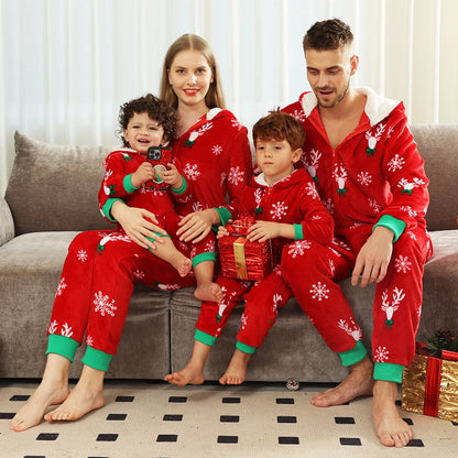 2024 New Christmas Flannel Warm Thick Pajamas Allover Print - Jumpsuit