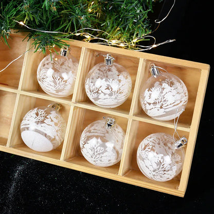 6Pcs 6cm White Christmas Ball Ornaments