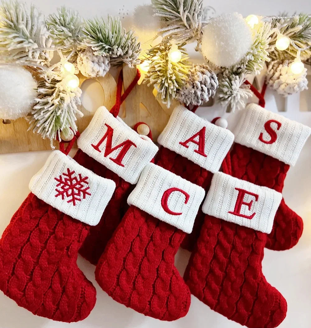 Letters Fleece Christmas Stocking Socks - One Pair