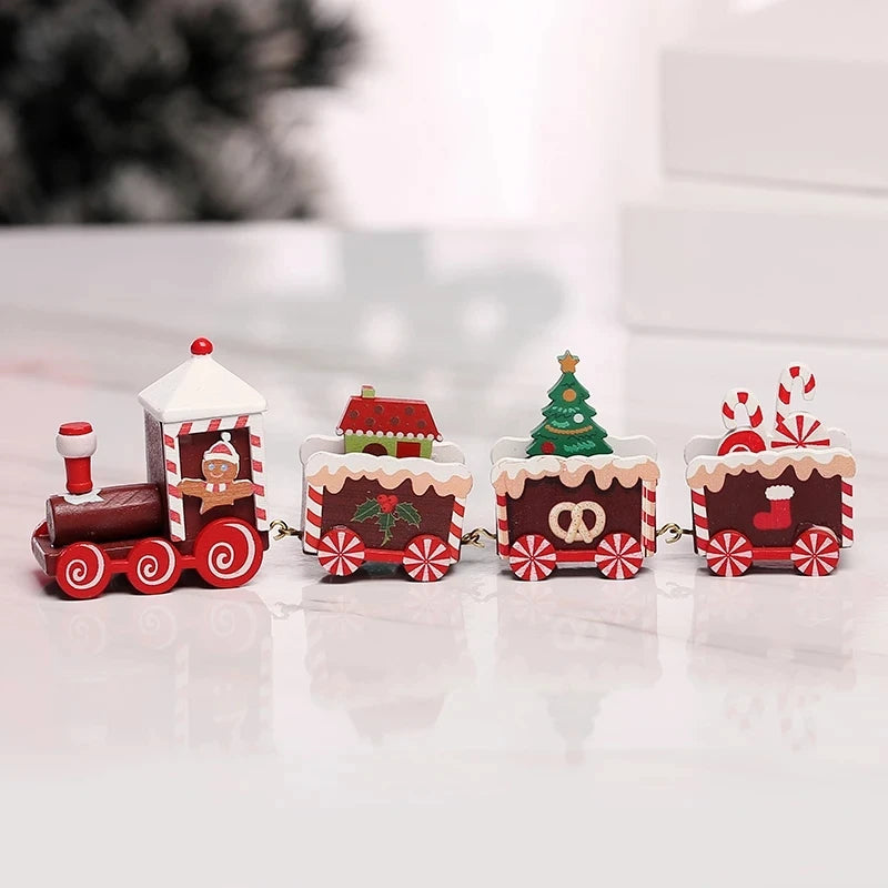 Wooden Christmas Train Merry Christmas Decorations For Home 2024