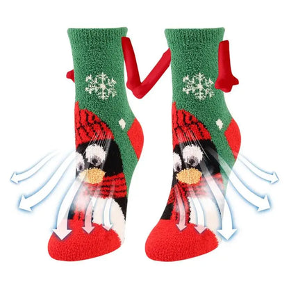 Magnetic Suction Couple Socks Christmas Plush Hand in Hand Doll Comfortable Unisex