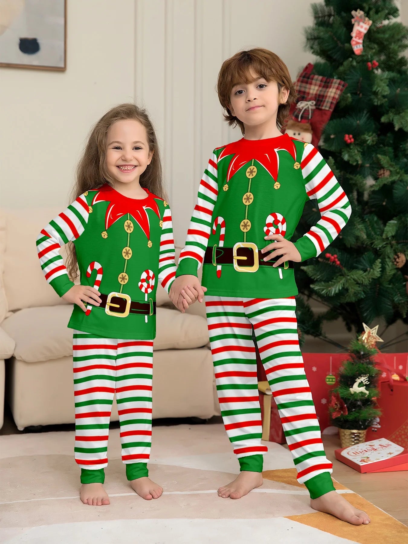 2024 Matching Elf Family Pajamas - 2 Piece