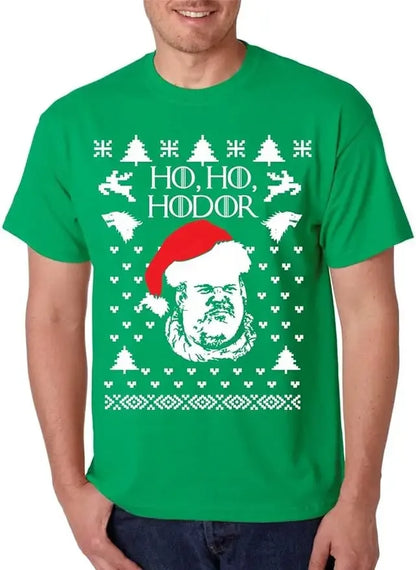 T Shirt Ho Ho Hodor Ugly Christmas T-shirts 2024 streetwear