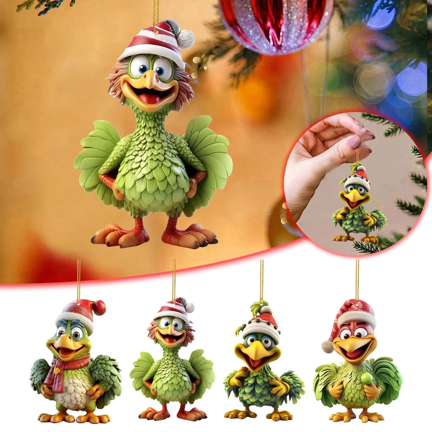 Christmas Decorations 2024 Funny Christmas Tree Chicken Ornaments