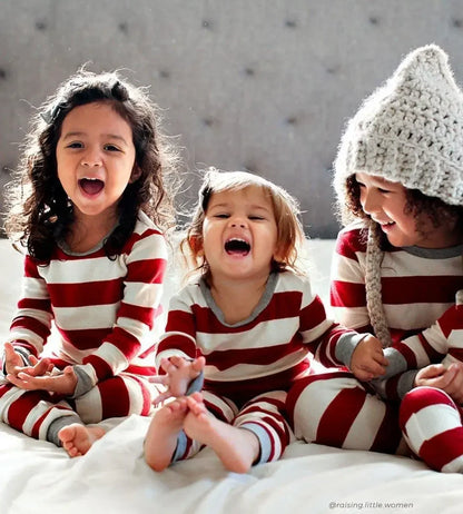 Winter 2024 Christmas Pajamas Striped Print Soft 2 Pieces