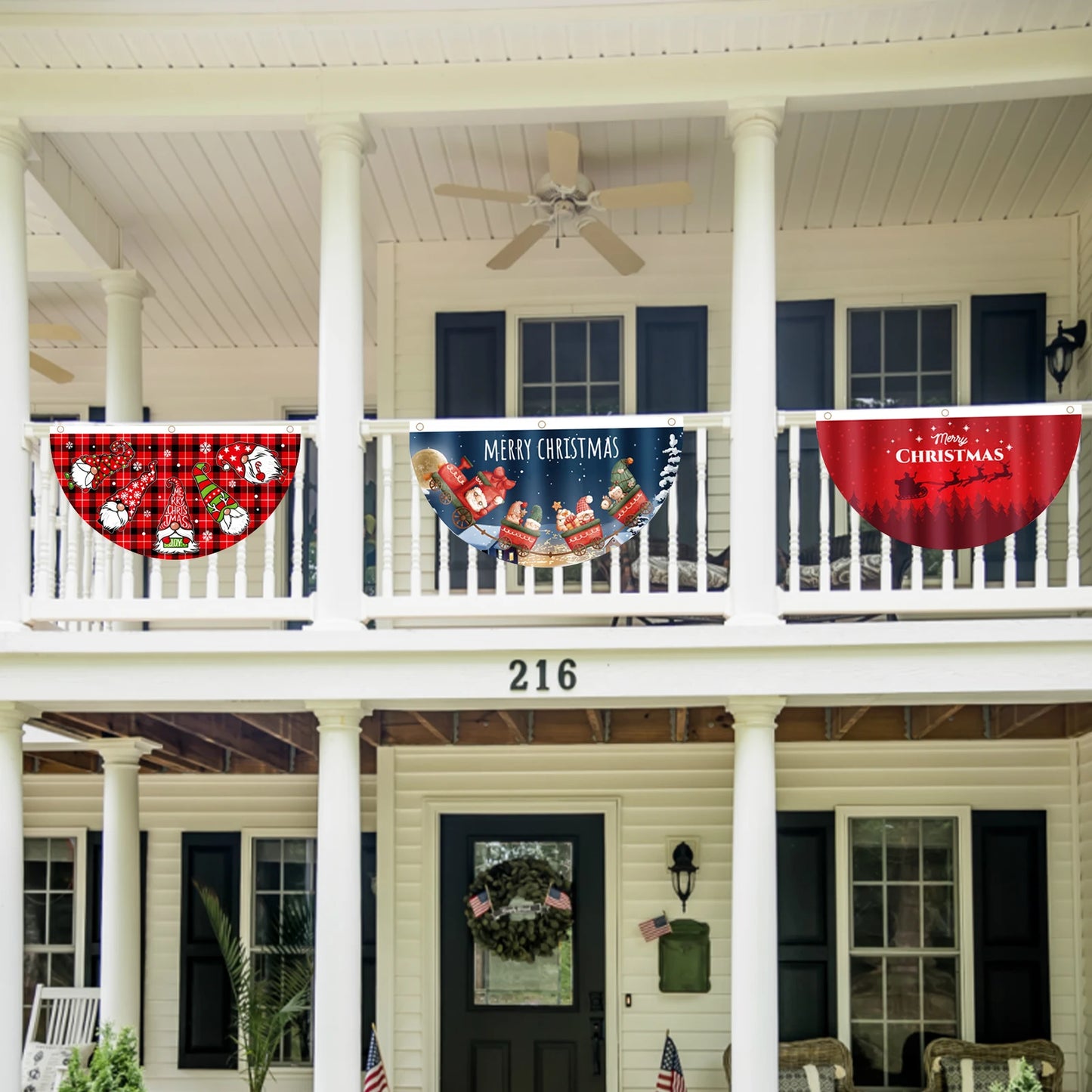 Christmas Outdoor Fan-Shaped Flag Banner