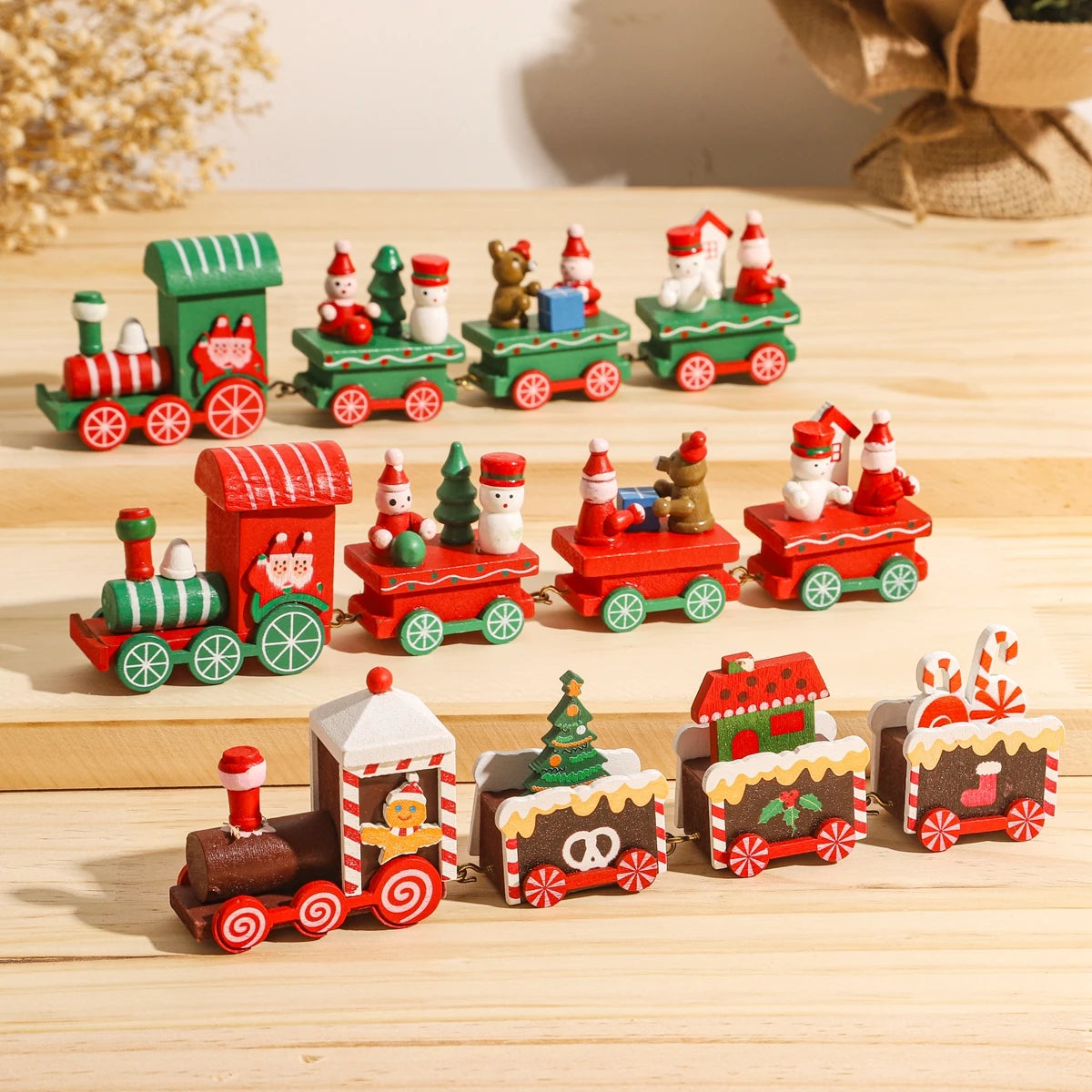 Wooden Christmas Train Merry Christmas Decorations For Home 2024