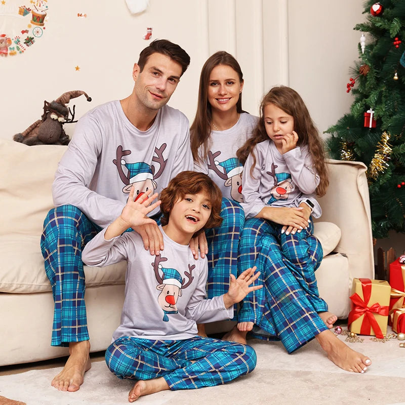 2024 Matching Christmas Elk Plaid Printed - 2 Piece