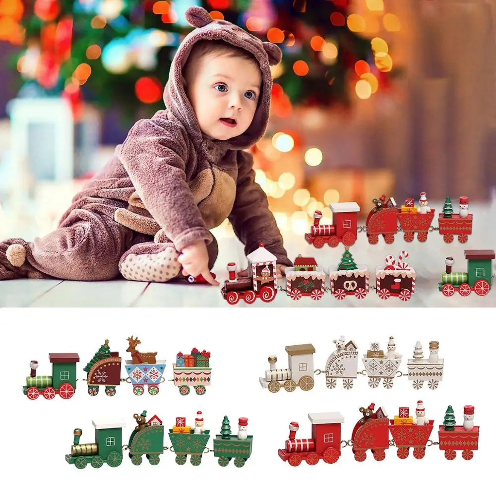 Wooden Christmas Train Merry Christmas Decorations For Home 2024