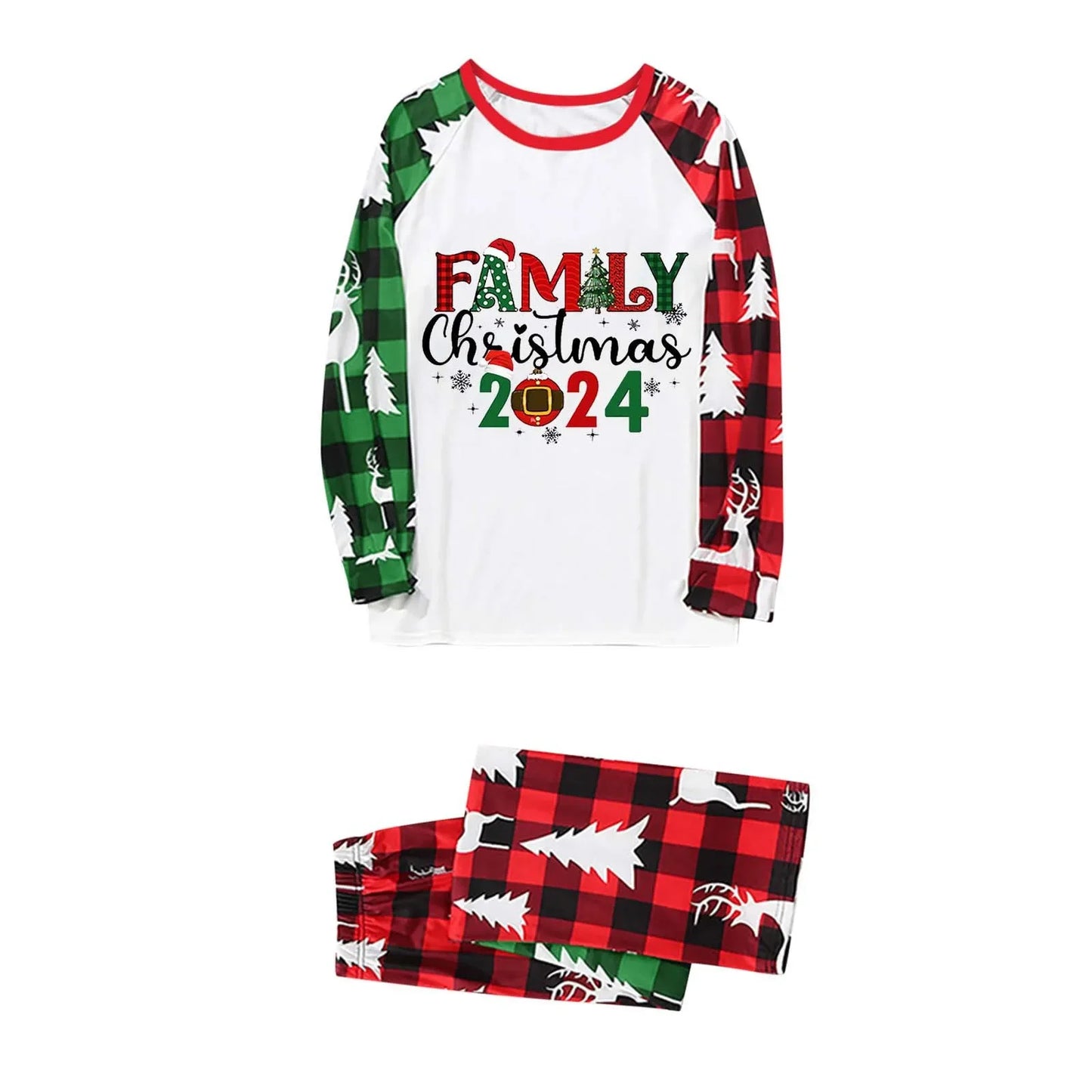 Christmas 2024 Matching Family Outfits Patchwork All Over Print Pajamas - 2 Pieces