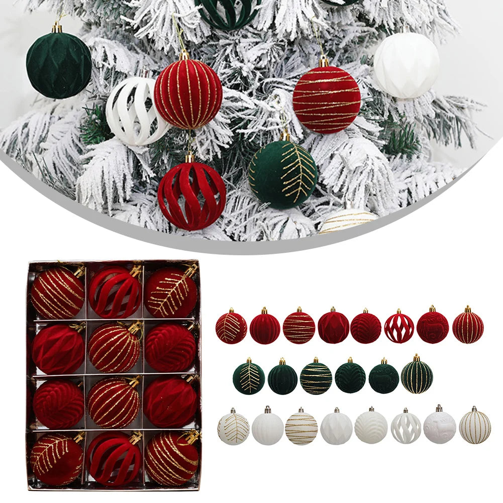 12pcs - 6cm Christmas Ball Christmas Tree Ornaments For Home Decor 2024