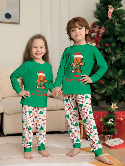 2024 Matching Family Green Gingerbread Man Pajamas - 2 piece