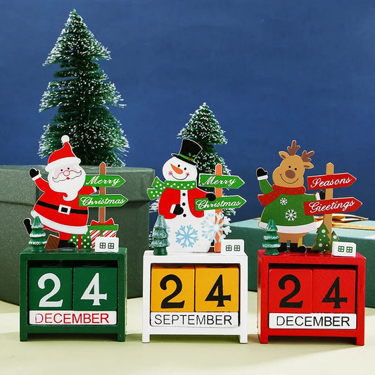 Christmas Decoration 2024 Wooden Calendar Ornament Countdown