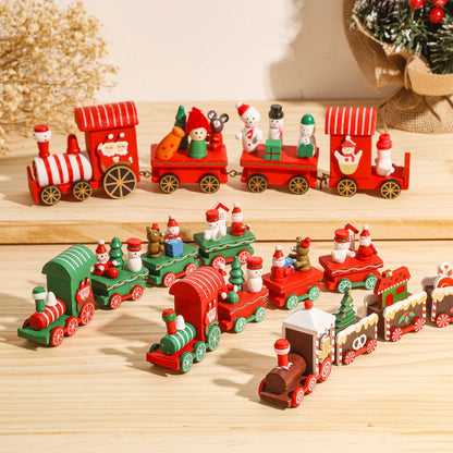 Wooden Christmas Train Merry Christmas Decorations For Home 2024