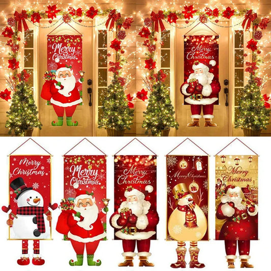 Christmas Hanging Flag Porch Door Banner