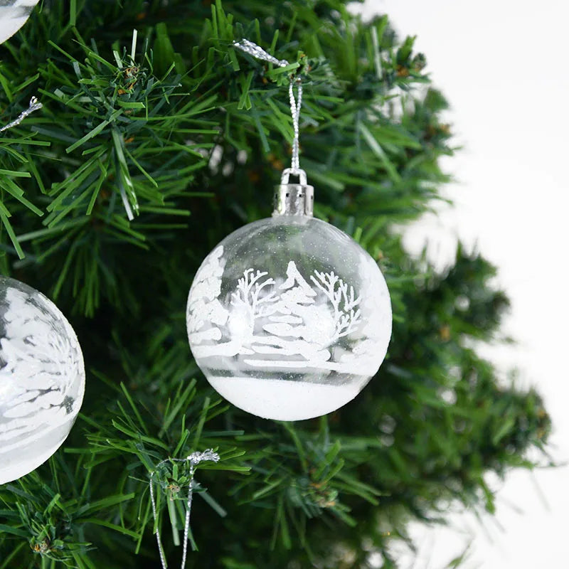 6Pcs 6cm White Christmas Ball Ornaments