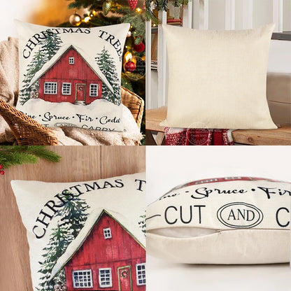 Linen Merry Christmas Pillow Cover 45x45cm Throw Pillowcase